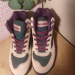 Women's Lace Up Boots - Cream and Purple
